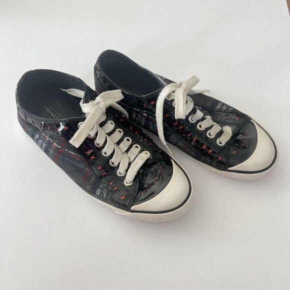 Coach Multicolor Barrett Plaid Casual Sneakers - Size Women's 7 - Picture 2 of 9